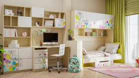 Детская комната Флёр (Белый/корпус Клен) в Тюкалинске - tyukalinsk.katalogmebeli.com | фото 1