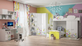 Детская комната Флер (Белый/корпус Выбеленное дерево) в Тюкалинске - tyukalinsk.katalogmebeli.com | фото 3