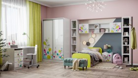 Детская комната Флер (Белый/корпус Выбеленное дерево) в Тюкалинске - tyukalinsk.katalogmebeli.com | фото