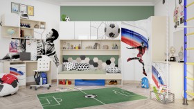 Детская комната Футбол ЧМ (Белый/Синий/корпус Клен) в Тюкалинске - tyukalinsk.katalogmebeli.com | фото 2