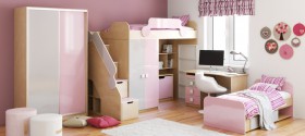 Детская комната Грэйси (Розовый/Серый/корпус Клен) в Тюкалинске - tyukalinsk.katalogmebeli.com | фото 5