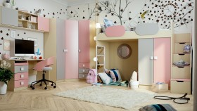 Детская комната Грэйси (Розовый/Серый/корпус Клен) в Тюкалинске - tyukalinsk.katalogmebeli.com | фото