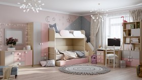 Детская комната Грэйси (Розовый/Серый/корпус Клен) в Тюкалинске - tyukalinsk.katalogmebeli.com | фото 12