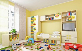 Детская комната Клаксон (Бежевый/корпус Клен) в Тюкалинске - tyukalinsk.katalogmebeli.com | фото 2