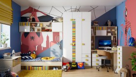 Детская комната Клаксон без машинок (Белый/корпус Клен) в Тюкалинске - tyukalinsk.katalogmebeli.com | фото 1