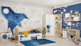 Детская комната Санни (Белый/корпус Клен) в Тюкалинске - tyukalinsk.katalogmebeli.com | фото 2