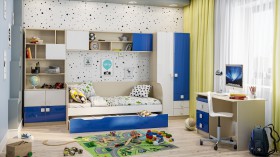 Детская комната Скай Люкс (Синий/Белый/корпус Клен) в Тюкалинске - tyukalinsk.katalogmebeli.com | фото