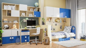 Детская комната Скай Люкс (Синий/Белый/корпус Клен) в Тюкалинске - tyukalinsk.katalogmebeli.com | фото 9