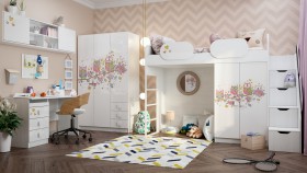 Детская комната Совушки (Белый/корпус Выбеленное дерево) в Тюкалинске - tyukalinsk.katalogmebeli.com | фото 1