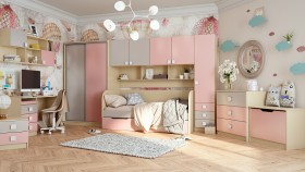 Диван-кровать Грэйси (Розовый/Серый/корпус Клен) в Тюкалинске - tyukalinsk.katalogmebeli.com | фото 9
