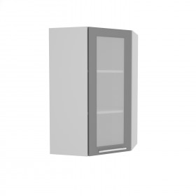 Гарда ВПУС 550 шкаф верхний угловой со стеклом высокий (Белый Эмалит/корпус Серый) в Тюкалинске - tyukalinsk.katalogmebeli.com | фото