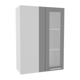 Гарда ВПУС 650 шкаф верхний угловой со стеклом высокий (Белый Эмалит/корпус Серый) в Тюкалинске - tyukalinsk.katalogmebeli.com | фото