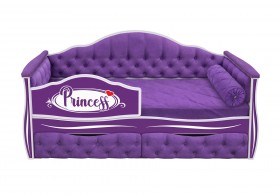 Кровать 160 серии Иллюзия 2 ящика 32 Фиолетовый (мягкие боковые накладки/подушка валик) в Тюкалинске - tyukalinsk.katalogmebeli.com | фото