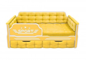 Кровать 160 серии Спорт 2 ящика 74 Жёлтый (мягкие боковые накладки) в Тюкалинске - tyukalinsk.katalogmebeli.com | фото 1