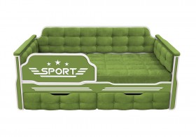 Кровать 160 серии Спорт 2 ящика 76 Зелёный (мягкие боковые накладки) в Тюкалинске - tyukalinsk.katalogmebeli.com | фото