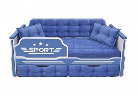 Кровать 160 серии Спорт 2 ящика 85 Синий (подушки) в Тюкалинске - tyukalinsk.katalogmebeli.com | фото 1