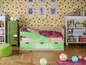 Кровать Бабочки 1,6м (Салатовый металлик) в Тюкалинске - tyukalinsk.katalogmebeli.com | фото