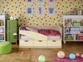 Кровать Бабочки 1,6м (Ваниль матовый) в Тюкалинске - tyukalinsk.katalogmebeli.com | фото 1