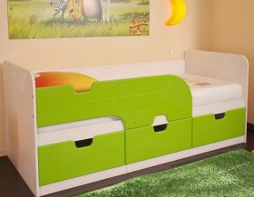 Кровать детская Минима 1,86м с ящиками (дуб атланта/лайм глянец) в Тюкалинске - tyukalinsk.katalogmebeli.com | фото 1