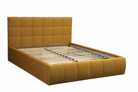 Кровать "Диана" ш. 1400 (Н=1010мм) (жаккард горчица) в Тюкалинске - tyukalinsk.katalogmebeli.com | фото 1