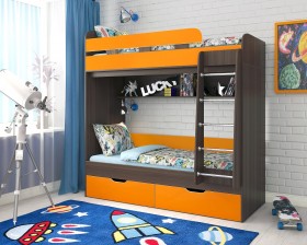 Кровать двухъярусная Юниор-5  Бодего/Оранжевый в Тюкалинске - tyukalinsk.katalogmebeli.com | фото 1