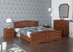 Кровать Елена из массива сосны 1200*2000 Орех в Тюкалинске - tyukalinsk.katalogmebeli.com | фото