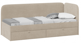 Кровать «Молли» с мягкой обивкой (900) тип 1 (Микровелюр Scandi Cream 03) в Тюкалинске - tyukalinsk.katalogmebeli.com | фото