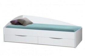 Кровать одинарная "Фея - 3" (асимметричная) (2000х900) New/(белый / белый / ДВПО белый) в Тюкалинске - tyukalinsk.katalogmebeli.com | фото