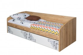Кровать с 2 ящиками «Оксфорд» (Ривьера/Белый с рисунком) в Тюкалинске - tyukalinsk.katalogmebeli.com | фото 3