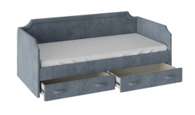 Кровать с мягкой обивкой и ящиками «Кантри» Тип 1 (900) (Замша синяя) в Тюкалинске - tyukalinsk.katalogmebeli.com | фото 2