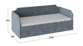 Кровать с мягкой обивкой и ящиками «Кантри» Тип 1 (900) (Замша синяя) в Тюкалинске - tyukalinsk.katalogmebeli.com | фото 3