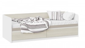 Кровать «Сканди» с 2 ящиками Дуб Гарден/Белый/Глиняный серый в Тюкалинске - tyukalinsk.katalogmebeli.com | фото 1