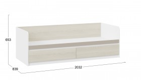 Кровать «Сканди» с 2 ящиками Дуб Гарден/Белый/Глиняный серый в Тюкалинске - tyukalinsk.katalogmebeli.com | фото 3