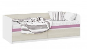 Кровать «Сканди» с 2 ящиками Дуб Гарден/Белый/Лиловый в Тюкалинске - tyukalinsk.katalogmebeli.com | фото 1