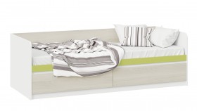 Кровать «Сканди» с 2 ящиками Дуб Гарден/Белый/Зеленый в Тюкалинске - tyukalinsk.katalogmebeli.com | фото 1