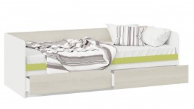 Кровать «Сканди» с 2 ящиками Дуб Гарден/Белый/Зеленый в Тюкалинске - tyukalinsk.katalogmebeli.com | фото 2