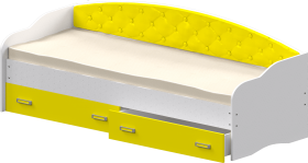 Кровать Софа-7 с мягкой спинкой (800х1900) Белый/Желтый в Тюкалинске - tyukalinsk.katalogmebeli.com | фото 1