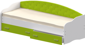 Кровать Софа-7 с мягкой спинкой (800х1900) Белый/Лайм в Тюкалинске - tyukalinsk.katalogmebeli.com | фото