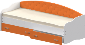 Кровать Софа-7 с мягкой спинкой (800х1900) Белый/Оранжевый в Тюкалинске - tyukalinsk.katalogmebeli.com | фото 1