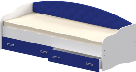 Кровать Софа-7 с мягкой спинкой (800х1900) Белый/Синий в Тюкалинске - tyukalinsk.katalogmebeli.com | фото