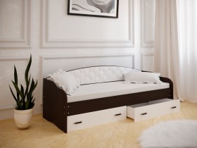 Кровать Софа-7 с мягкой спинкой (800х1900) Венге/ Белый в Тюкалинске - tyukalinsk.katalogmebeli.com | фото