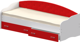 Кровать Софа-8 с мягкой спинкой (900х1900) Белый/Красный в Тюкалинске - tyukalinsk.katalogmebeli.com | фото