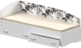 Кровать Софа-9 с мягкой спинкой с рисунком Милана (900х1900) Белый в Тюкалинске - tyukalinsk.katalogmebeli.com | фото