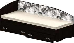 Кровать Софа-9 с мягкой спинкой с рисунком Милана (900х1900) Венге в Тюкалинске - tyukalinsk.katalogmebeli.com | фото