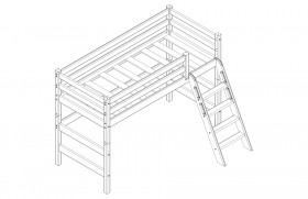 Кровать Соня вариант 6 полувысокая с наклонной лестницей Лаванда в Тюкалинске - tyukalinsk.katalogmebeli.com | фото 2