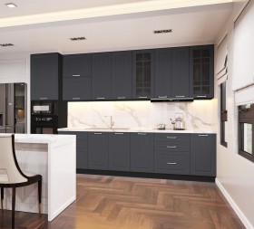Кухонный гарнитур 1,8м Луксор высокие модули (Клен серый/корпус венге) в Тюкалинске - tyukalinsk.katalogmebeli.com | фото