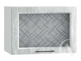 Либерти Шкаф верхний горизонтальный со стеклом ШВГС 609 (Холст грей/корпус белый) в Тюкалинске - tyukalinsk.katalogmebeli.com | фото