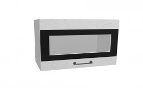 Лофт ПГСФ 600 шкаф верхний горизонтальный со стеклом и фотопечатью (Штукатурка белая/корпус Серый) в Тюкалинске - tyukalinsk.katalogmebeli.com | фото