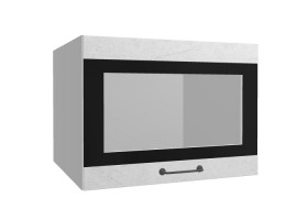 Лофт ВПГСФ 600 шкаф верхний горизонтальный со стеклом высокий с фотопечатью (Штукатурка белая/корпус Серый) в Тюкалинске - tyukalinsk.katalogmebeli.com | фото