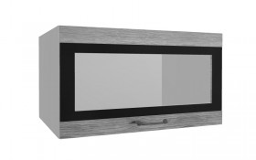 Лофт ВПГСФ 800 шкаф верхний горизонтальный со стеклом высокий с фотопечатью (Дуб майский/корпус Серый) в Тюкалинске - tyukalinsk.katalogmebeli.com | фото